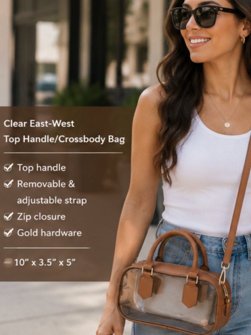 NWT Clear East-West Top Handle Crossbody Bag Stadium Approved Transparent Purse